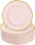 60 Pcs Pink Gold Dessert Plates by Hioasis
