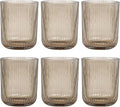 Smokey Gray Ribbed Highball Glasses Set of 6, 8.5oz Vintage Highball Tumblers by Vintacicle