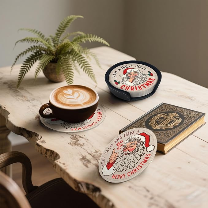 6 Pcs Christmas Santa Claus Drink Coasters - Image 3