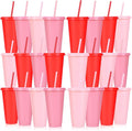 24 Pack Plastic Tumblers with Lids and Straws, Reusable Cups with Lids Plastic by LEIFEOSH