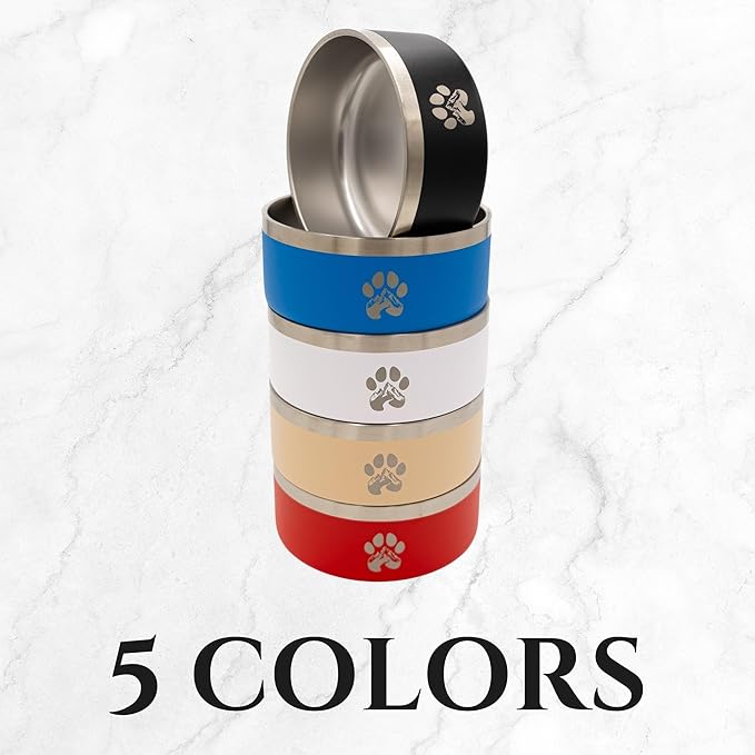 Stainless Steel Dog Bowl for Small-Large Dogs | Double Wall Insulated, Non-Slip Base Heavy Duty Water and Food Bowls for Dogs & Cats | Pet Safe BPA Free & Dishwasher Safe | 32 Oz - Khaki