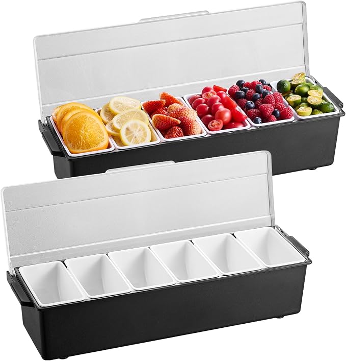 VEVOR Ice Cooled Condiment Serving Container, 6 Compartments Chilled Server - Image 10