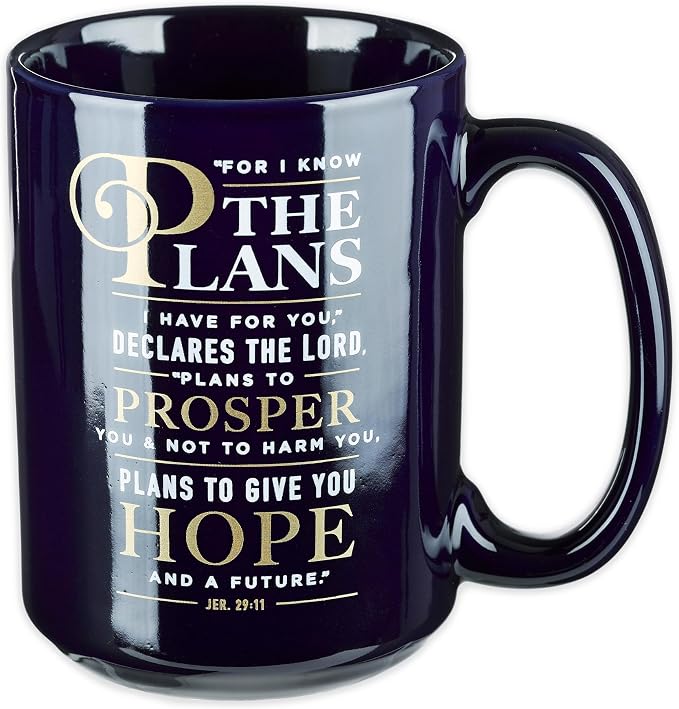 Christian Art Gifts Navy Blue Ceramic Coffee Mug – 14 oz. Microwave and by ChristianArtGifts