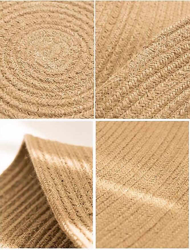 Jute Woven Oval Placemats Set of 6, Brown Plate Charger 12x16 inches Jute Heat Resistant Non-Slip Weave Place mats Farmhouse Straw Braided Rattan Tablemats Wicker Placemats for Dining Table