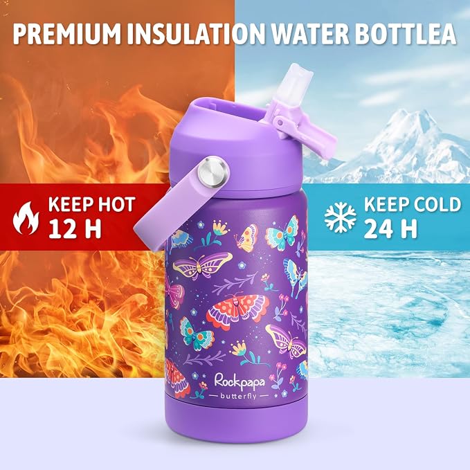rockpapa 14 oz Kids Insulated Water Bottle，Stainless Steel Toddler Cups - Image 3
