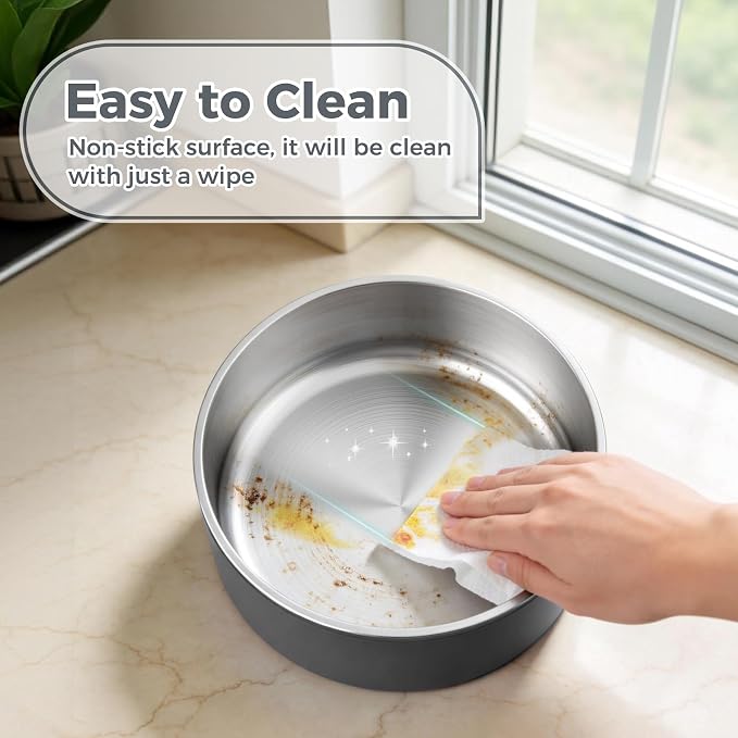 WENBOKMIN Dog Bowl, Stainless Steel Food and Water Bowl, Deep Grey | Non Slip - Image 5