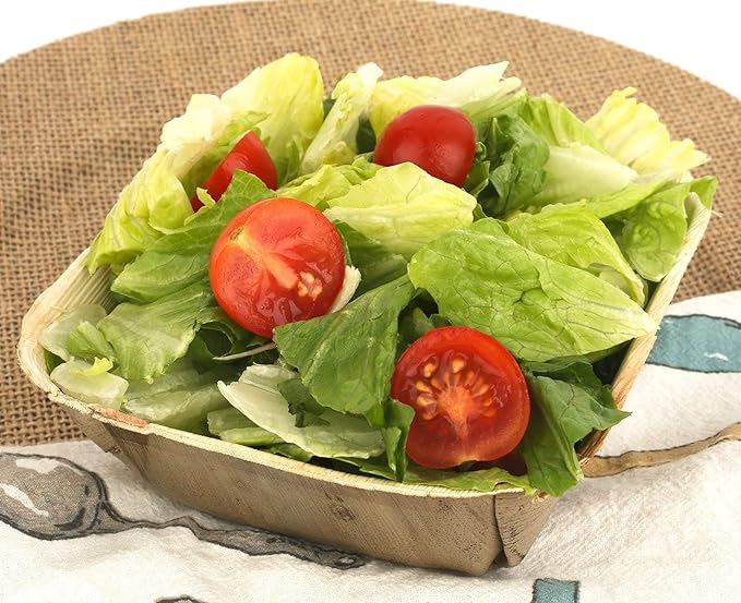 Charity Leaf Disposable Palm Leaf 6" Square Bowl (50 pcs) Dipping Bowls | Bamboo Like| All Natural and Biodegradable | Charcuterie Boards, BBQs, and Parties