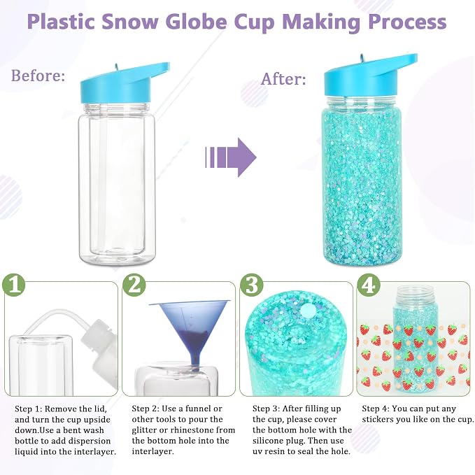 5 Pack 10 Oz Plastic Snow Globe Tumbler - Image 5