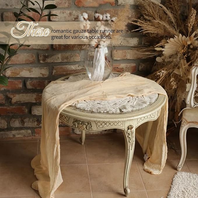 4 Pack Beige Cheesecloth Table Runner 10Ft, Gauze Table Runners 21.5 x 120 inch - Image 6
