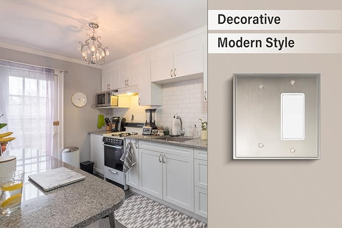 Henne Bery Soft Modern Decorative Wall Plate Switch Plate Outlet Cover (Blank/Decorator, Satin Nickel)