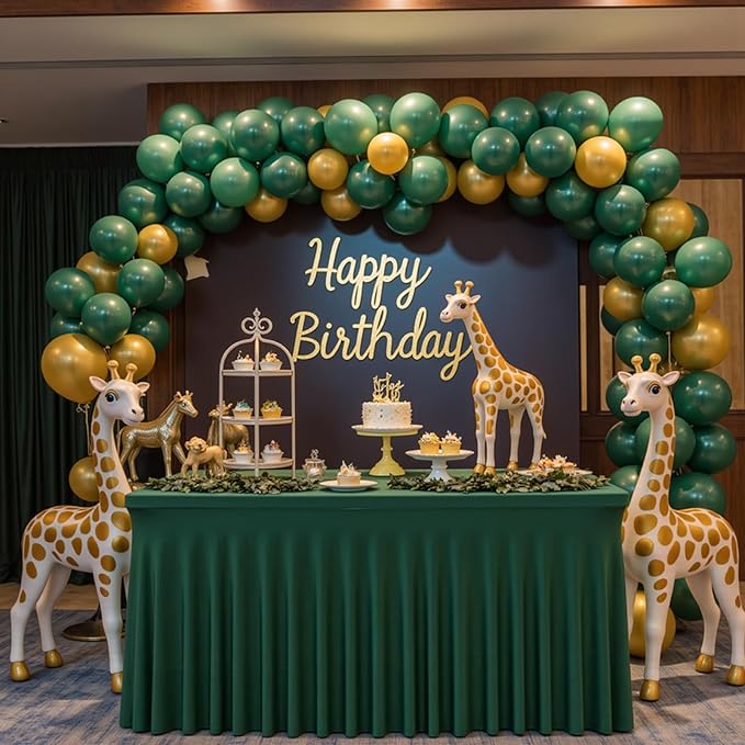 6 Pack Dark Green Rectangle Tablecloth with Elastic Table Skirt – 6FT Fitted Spandex Table Cover, 72 Inch Wrinkle-Resistant & Stretchable for Christmas Party Banquet Buffet Restaurant