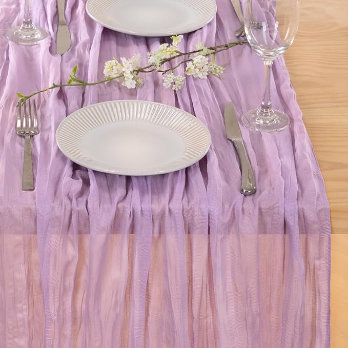 12 Pack Lilac Purple Cheesecloth Table Runner 10ft Boho Table Decor | - Image 3