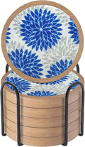 Wood Coasters Set of 6 with Holder, Cewiru Cup Mat by Unknown