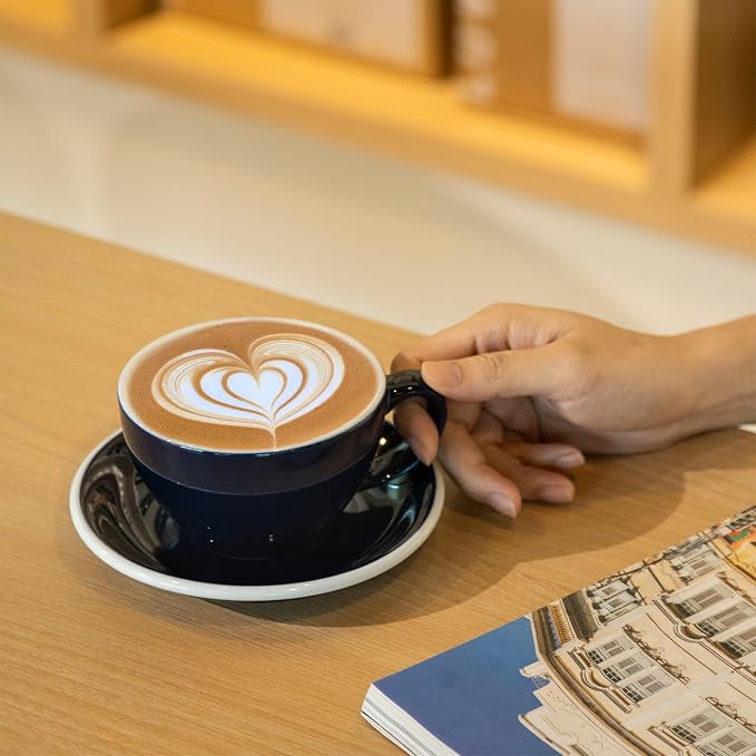 Loveramics Latte Art Mug with Saucer, 10 oz Ceramic Coffee cups with Round - Image 7