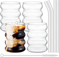 Tessco for you 4 Pcs Creative Glass Cups Vintage Drinking Glasses Ribbed by Tessco
