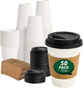 12 oz Disposable Paper Coffee Cups, 50 Pack | Leak-Proof, by CELLURA