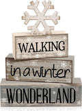 Moucuny 4 Pcs Christmas Table Decorations Wooden Snowflake Decor Winter Tiered by Moucuny