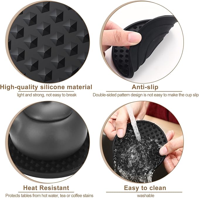 Eccliy 84 Pack Silicone Coasters for Drinks Nonslip Silicone Drink Coasters Cold Hot Heat Resistant for Table Tabletop Coffee Bar (Black)