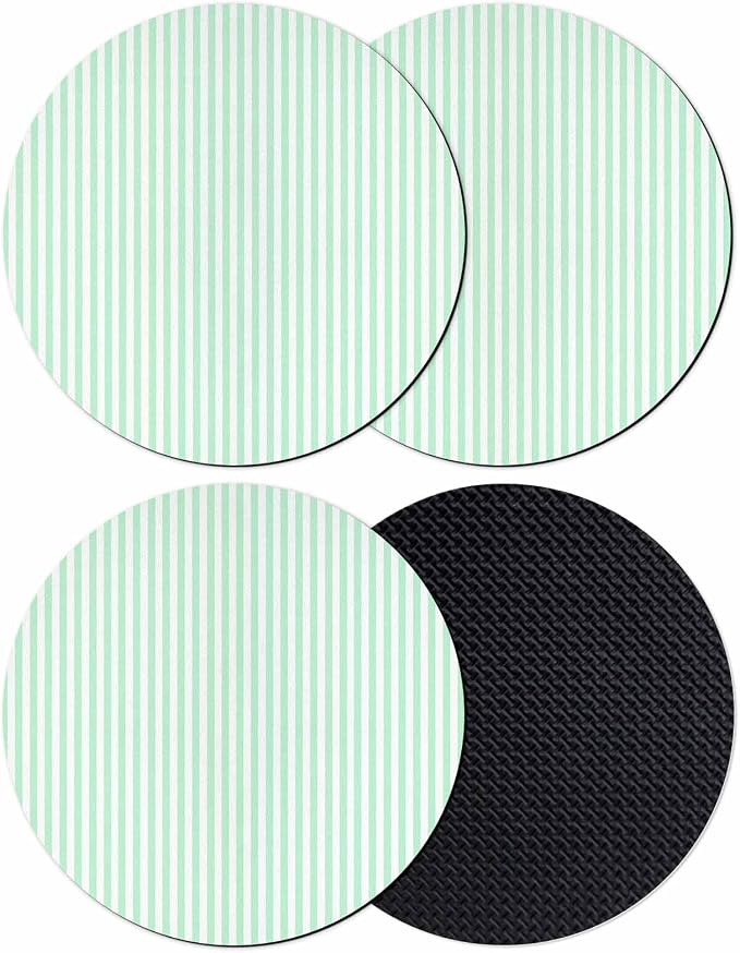 Green White Stripe Coasters Set of 4, Modern Minimalist Geometric Striped Soft by PIEPLE