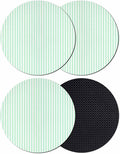 Green White Stripe Coasters Set of 4, Modern Minimalist Geometric Striped Soft by PIEPLE