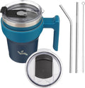 Konokyo 10 oz Tumbler with Handle and Straw, Insulated Travel Mug | Indigo by Konokyo