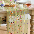 Artoid Mode Green Embroidery Daisy Gauze Table Runner 120 Inch 10FT | Seasonal by ArtoidMode