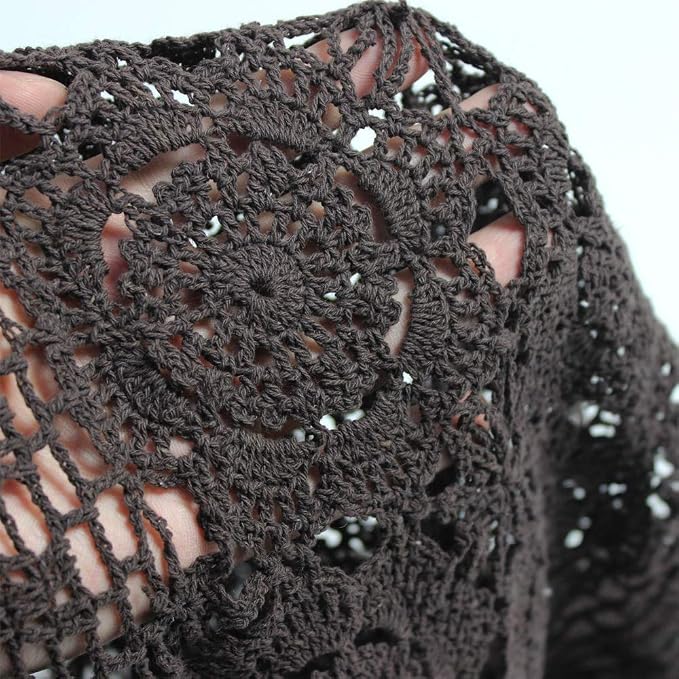 Cotton Handmade Crochet Lace Table Runner Dark Brown 12x60 Inch | Oval - Image 4