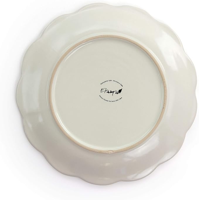 Elama Embossed Scalloped Stoneware Dinnerware Dish Set, 16 Piece - Image 6
