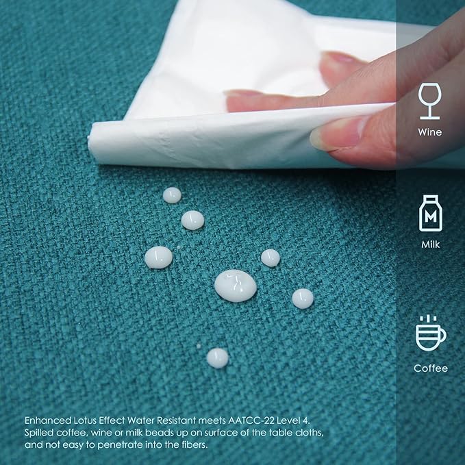 BALCONY & FALCON Square Tablecloth - Small Waterproof Table Cloth, Wrinkle Resistant Table Cover Linen Fabric Tablecloths for Dining Kitchen Wedding and Outdoor Decoration (Teal, 55"x55")