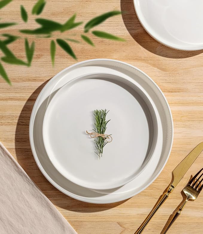 Ceramic Dinnerware Set for 4, 18-Piece Plates and Bowls Set | Lightweight - Image 3