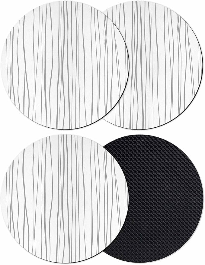 Gray Coasters Set of 4, Abstract Lines Gradient Minimalist Modern Texture Soft by PIEPLE