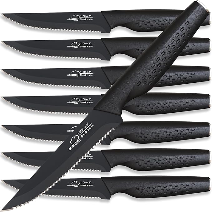 Steak Knives, Steak Knives Set of 8, Stainless Steel Steak Knife Set, Serrated by Amorston