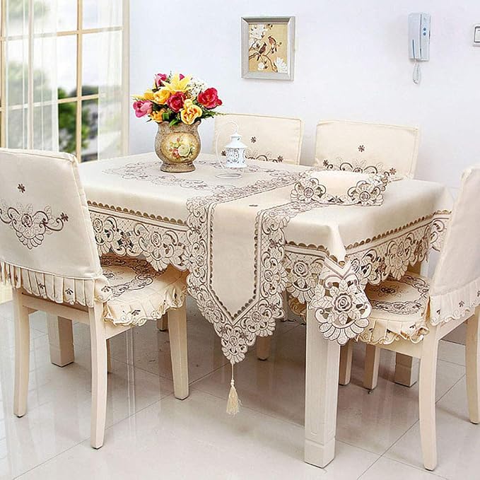 LeLehome 15 Inch X 96 Inch Table Runner, Classic Brown Flowers Embroidery Home - Image 7