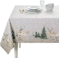 Maison d' Hermine Table Cloth Rectangle Table 100% Cotton 60 x 120 Inches Fall Tablecloth Reusable Everyday Use for Thanksgiving Christmas Decorations Dining Farmhouse Party (Deer in The Woods)