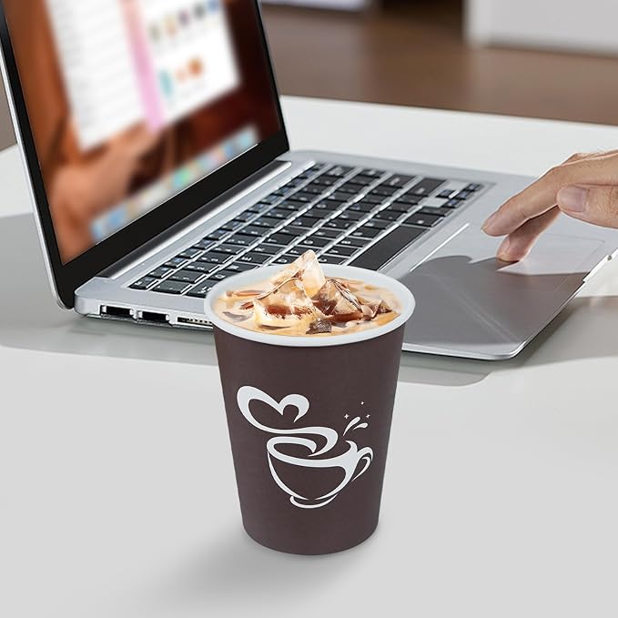 Clawsoff 1000 Count 12 oz Paper Coffee Cups Disposable Hot Coffee Cup Brown | - Image 5