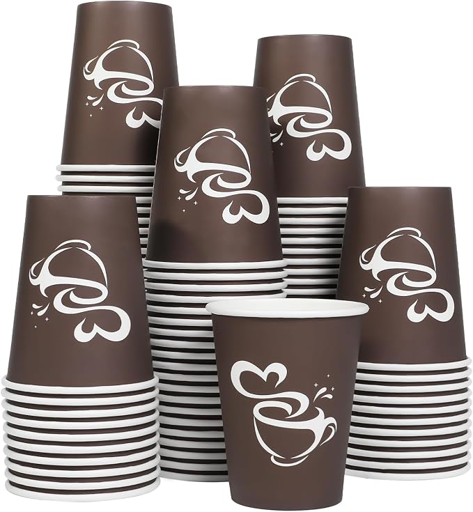 Clawsoff 100 Count 12 oz Coffee Cups Disposable Paper Hot Coffee Cups Brown | by BuyNow