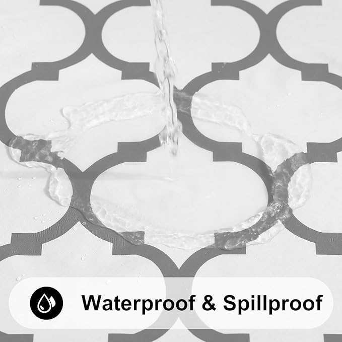 Smiry Rectangle Table Cloth, Waterproof Vinyl Tablecloth with Flannel Backing for Rectangle Tables, Wipeable Spillproof Plastic Tablecloths for Dining, Camping, Indoor and Outdoor (70"x120", White)
