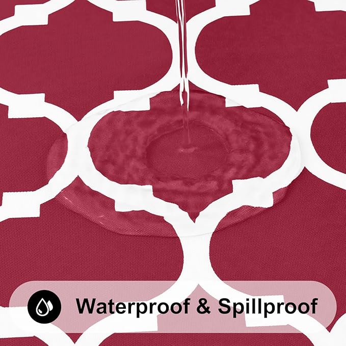 Smiry Rectangle Table Cloth, Waterproof Vinyl Tablecloth with Flannel Backing for Rectangle Tables, Wipeable Spillproof Plastic Tablecloths for Dining, Camping, Indoor and Outdoor (60"x102", Burgundy)