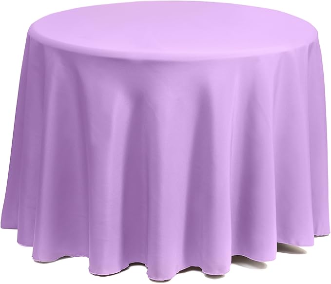 Gee Di Moda Round Tablecloth - 70 Inch Lavender Round Table Cloth for 24 to 48 Inch Round Tables - Heavy Duty Washable Fabric - for Buffet Table, Holiday Party, Dinner, Wedding & Baby Shower