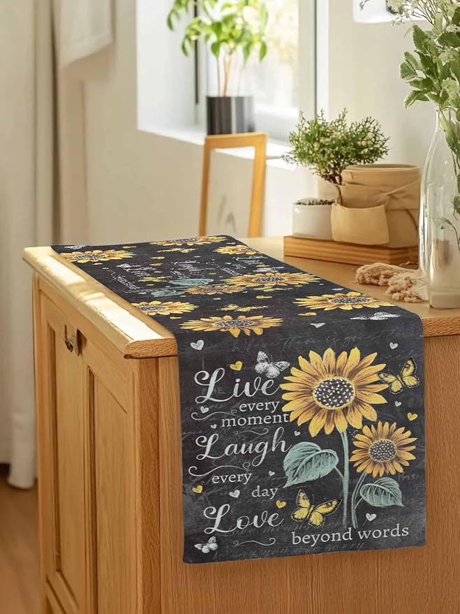 Retro Sunflower Table Runners 108 Inches Long, Spring Summer Farmhouse Table - Image 7