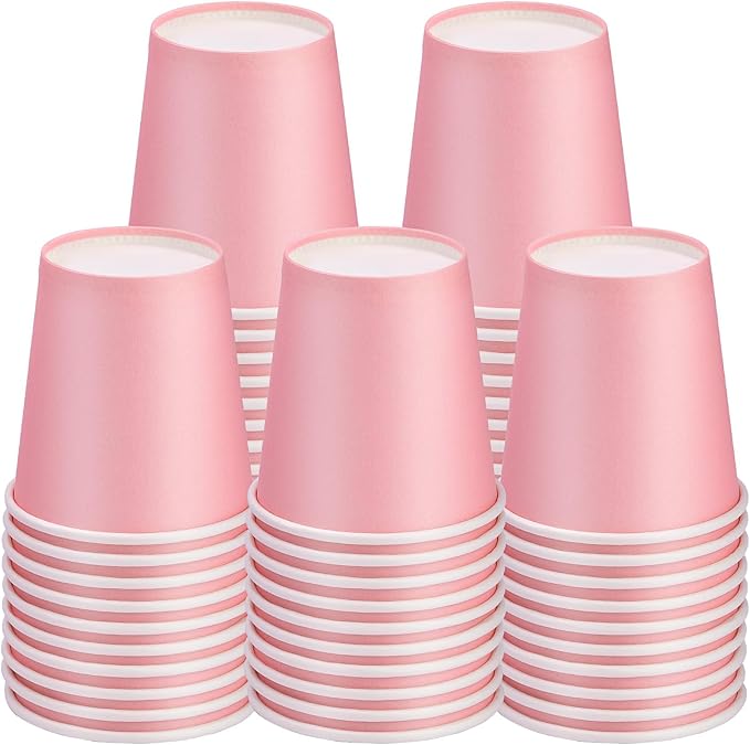 3 oz Small Paper Cups, 50 Pack Bathroom Cups Mouthwash Cups Pink | 3 oz by Huaiid