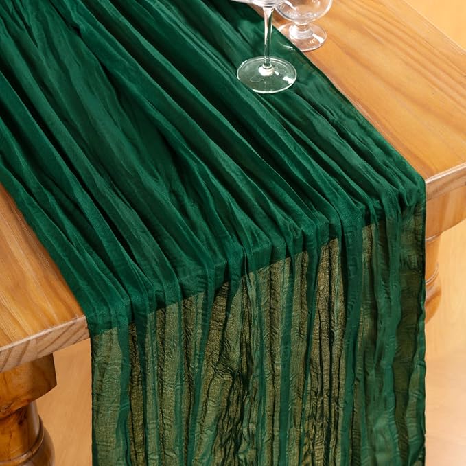 DeZerlor Emerald Green Cheesecloth Table Runners 10 Pack Christmas Runners | - Image 2