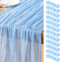 DeZerlor Baby Blue Cheesecloth Table Runners 12 Pack Summer Boho Runners | by DeZerlor