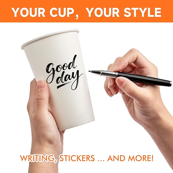 100 Pack 12 oz Disposable Coffee Cups with Lids and Sleeves, Paper Coffee Cups for Hot/Cold Drinks, Leak-Proof To Go Cups with Lids for Home, Cafes, Events and Office