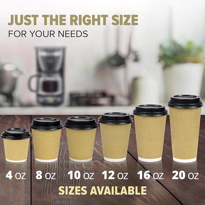Fit Meal Prep 50 Pack 8 oz Insulated Ripple Triple Wall Paper Coffee Cups - Image 7