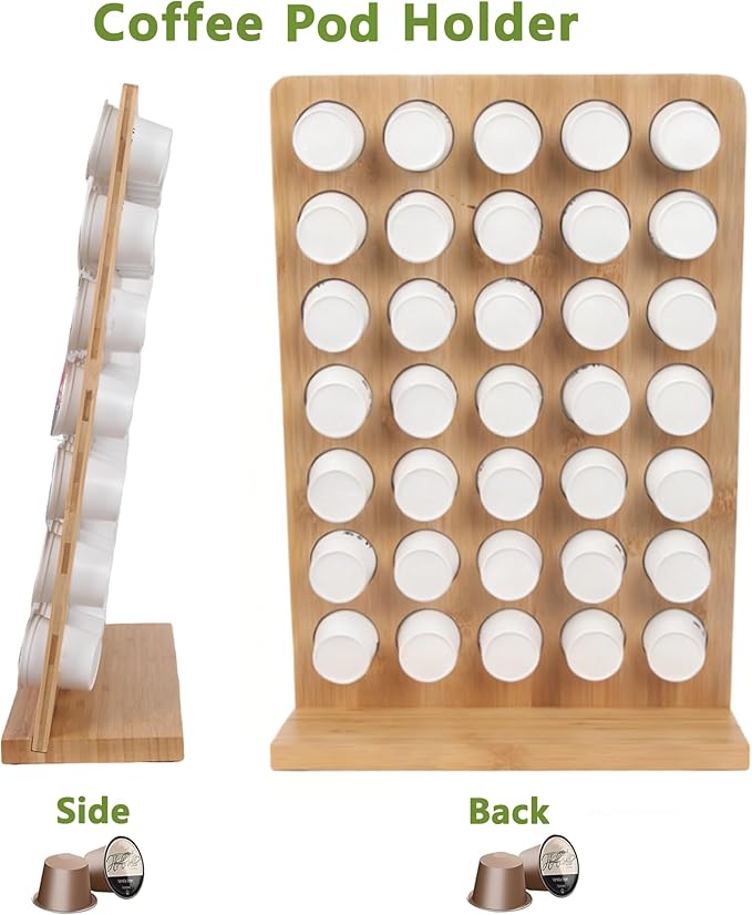 simesove K Cup Holder, Bamboo Keurig Storage Organizer, Holds 35 Pods for Coffee Bars, Offices, and Kitchens, k-cup Pod Holders Display Rack for Countertop