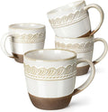 Artena Ceramic Coffee Mugs Set of 4, 16oz Embossed Large Latte Mugs Coffee Cups by Artena