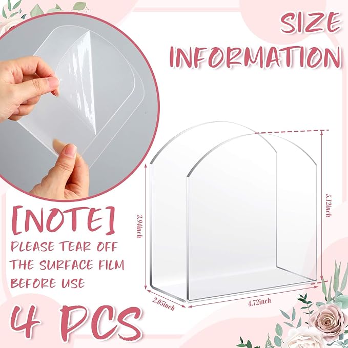 Patelai 4 Pack Crystal Acrylic Clear Napkin Holder - Image 4