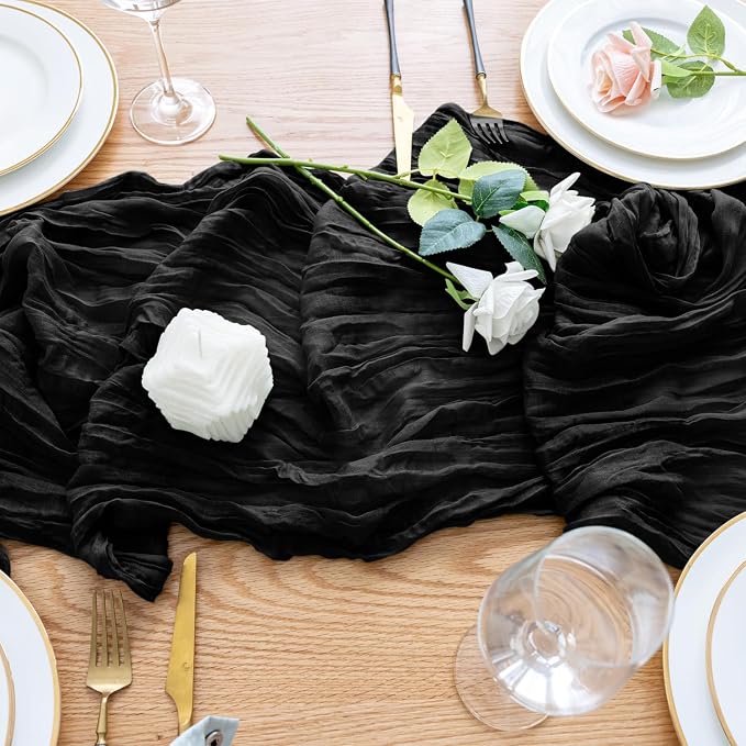 Cheesecloth Table Runner Black 10FT Boho Gauze Runner, 2 Pack | 120 Inch Cheese - Image 5
