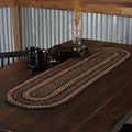 VHC Brands Farmhouse Primitive Jute Black Striped Oval Table Runner Decor by VHCBrands